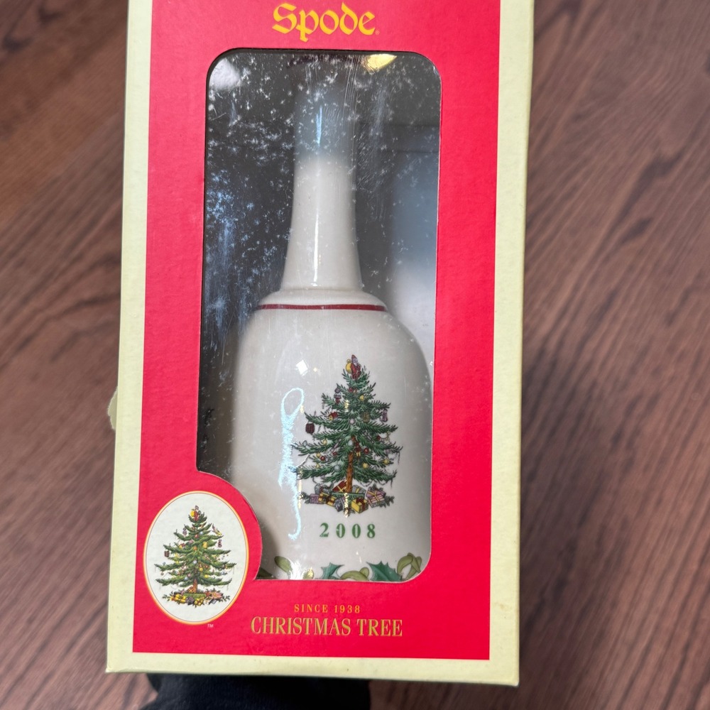 Spode Christmas Tree Bell 2008 Holiday Collectible Fine China Size 7.25 in